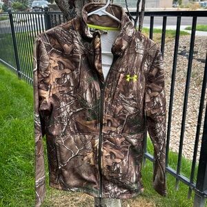 Under Armour Brown Camo Jacket with Bright Yellow Logo